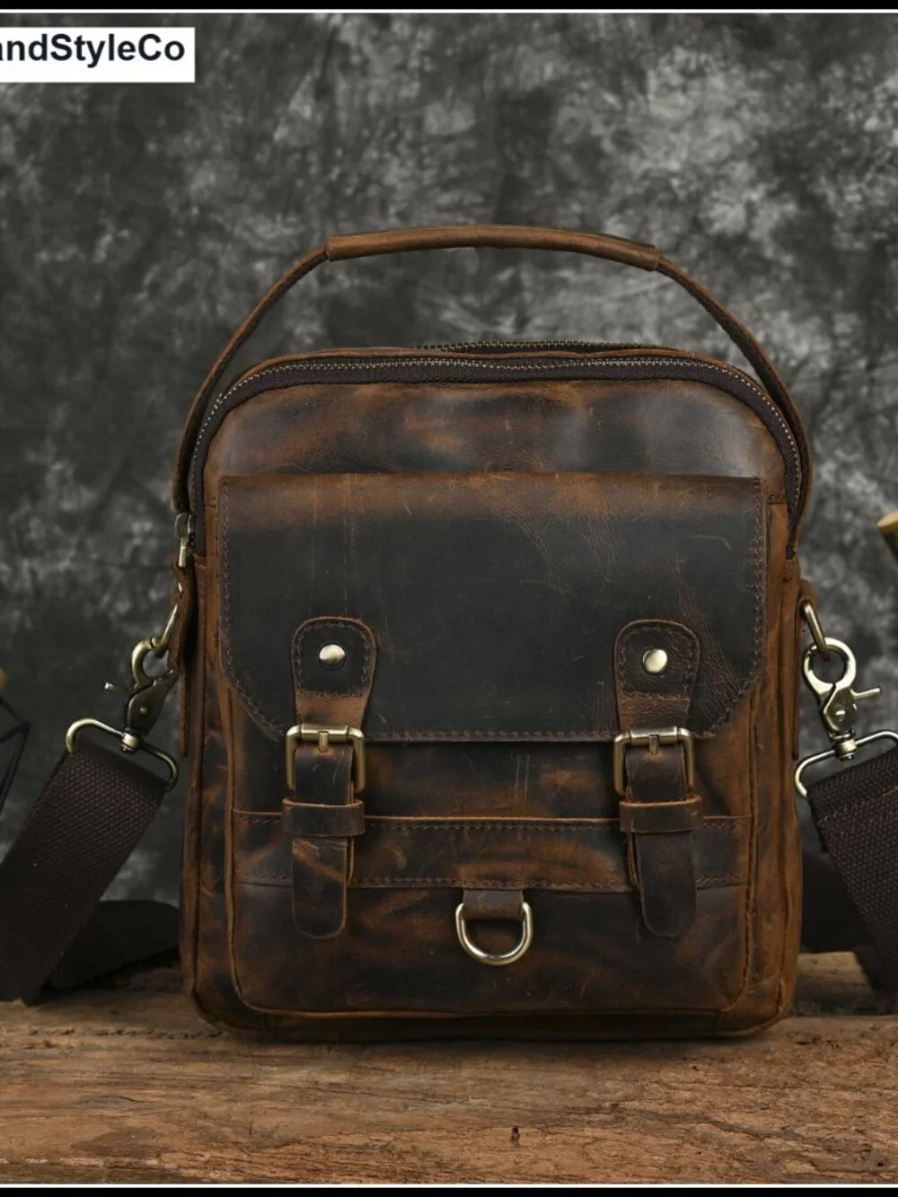 Genuine Leather Travel Messenger Bag A4 Tote Satchel Crossbody for Men